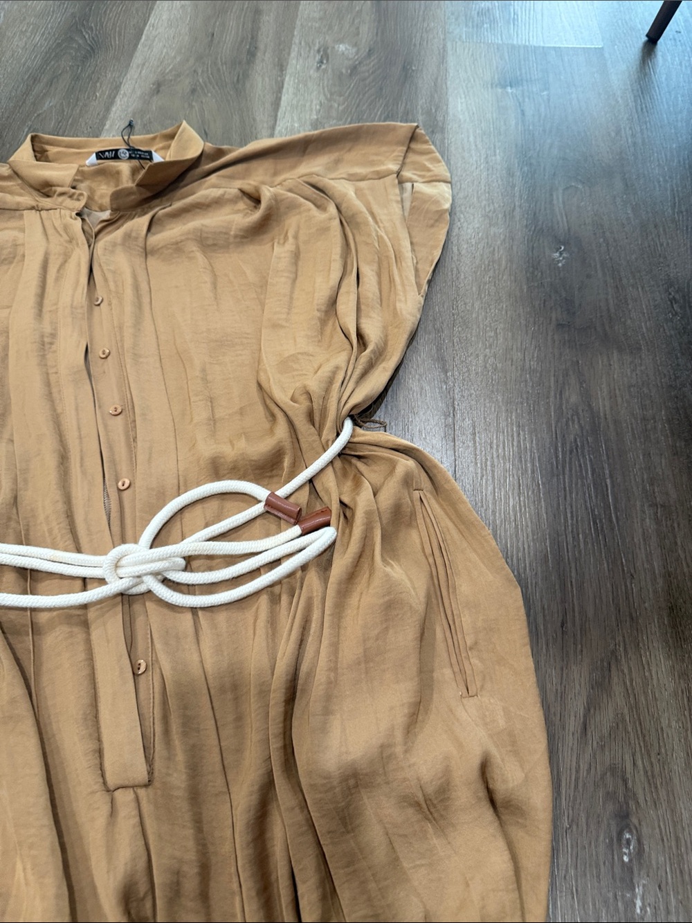 Zara Tan Button-Front Jumpsuit - Picture 9 of 11